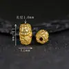 Prata 925 Banhada a Ouro Inlay Pedra Gema Vermelha e Verde Raposa de Nove Caudas Contas Cilíndricas Acessórios Joias DIY Estilo Chinês Acabamento Fino Componentes de Contas Espaçadoras