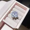 Coração Púrpura Fragrância Brilhante! Anel Aberto Flor de Zircônia Estilo Retrô Francês Feminino Design de Nicho Joia de Mão Atacado