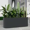 Macetero exterior de hierro forjado, jardinera rectangular de acero galvanizado con esquinas redondeadas, maceta con separador para oficinas de ventas y calles comerciales