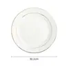 Restaurante ocidental de hotel prato prato de cerâmica banhado a ouro estilo europeu prato raso redondo prato plano prato para bife louça doméstica