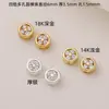 Cuentas Espaciadoras Redondas de Cuatro Hojas de Circonia Color Conservante Chapadas en Oro de 18 Quilates Accesorios para Joyería Hecha a Mano DIY Cuentas Redondas Horizontales Porosas con Cuatro Circonias