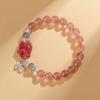 Pulsera de Cristal Natural de Fresa, Cabeza Grande de Zorro, Perla, Piedra Lunar, Nueva Moda China para Mujer, Pulsera Original