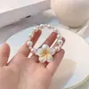 Elástico de Cabelo Flor de Frangipani Anel de Cabelo Pulseira de Pérola para Menina Doce Elástico de Borracha de Uso Duplo Elástico de Cabelo Acessórios de Cabelo com Flores Frescas