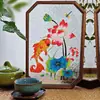 Material DIY Pintura Esmaltada Filigrana Hecha a Mano Bandeja de Té de Cristal de Nogal y Loto Posavasos Tradicional Antiguo de Carpas