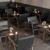 Cafetería Retro Tienda de Té con Leche Combinación de Mesa y Silla Sofá de Barra Negro Cabina Hotel Ocio Madera Maciza Negociación Recepción