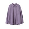 [Oufan] Pantalones con Bolsillo de Solapa Bordado de Letras Coreanas Camisa de Manga Larga de Color Puro para Mujer 25º Otoño Camisa Holgada 3118