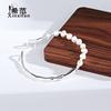Pulsera semicircular irregular de plata esterlina s925 para mujer, estilo coreano, moderna pulsera de perlas de rama, diseñador de nicho INS