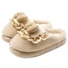 Pantuflas de Algodón con Suela Gruesa y Moño para Mujer Otoño Invierno 2026 Nuevo Estilo Uso en Interiores del Hogar Cálidas Pantuflas de Algodón con Forro de Felpa