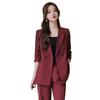 Traje Casual de Primavera y Otoño para Mujer Nuevo Estilo Coreano Profesional para el Trabajo Chaqueta Pantalones de Pierna Ancha de Nueve Puntos Conjunto de Dos Piezas
