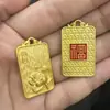 Novo pingente tradicional estilo chinês de lótus da paz escovado com acabamento em ouro fosco, colar para transmissão ao vivo atacado, design de pingente quadrado