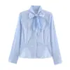 Moda Femenina Transfronteriza AliExpress 2026 Estilo Europeo y Americano Camisa de Manga Larga con Botones y Corbata de Lazo F612814