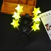 Diadema de estrella amarilla de cinco puntas, palo de soporte, diadema de estrella, tocado luminoso, palo luminoso, accesorios para conciertos, actuación infantil