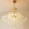 Lustre de cristal galvanizado em ferro forjado estilo francês pós-moderno para sala de estar, hall, quarto, quarto principal, sala de jantar, luz de cristal romântica