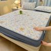 Juego de Sábana Acolchada Estampada de Algodón Arrugado Estilo Retro de Tres Piezas Protector de Colchón Engrosado Cubre Cama Cubierta de Cama Universal para Todas las Estaciones