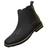 Botas Chelsea Masculinas Bordadas Ocidentais Mais Vendidas Transfronteiriças, Botas Curtas Slip-On Retro de Bico Quadrado, Botas Masculinas de Tamanho Grande Estilo Britânico Atacado