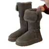 Botas de Nieve Grises para Mujer, Botas Largas de Invierno con Suela Gruesa que Aumentan la Altura con Piel Integrada, Adecuadas para Temperaturas Tan Bajas como -40 Grados en el Noreste de China
