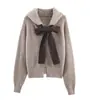 Sudadera con Capucha y Cremallera Cardigan Chaqueta para Mujer con Lazo Estilo Casual Transfronterizo Europeo y Americano Temporada de Otoño e Invierno