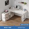 Mesa Quarto Meninas Mesa de Computador Mesa de Trabalho Semi-Fechada Armário de Cabeceira Simples Canto em L Estilo Creme Mesa