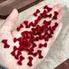 Acessórios para Nail Art Laço Vermelho Veludo Ano Novo, Laço Borboleta de Resina Vinho Exquisito e Versátil Decorações de Unha Atacado