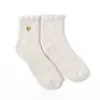 Calcetines de felpa de coral encantadores con bordado de seda dorada, longitud hasta la mitad de la pantorrilla para mujer, calcetines cálidos para el hogar y el suelo de otoño e invierno, calcetines de dormir de medio terciopelo, venta al por mayor