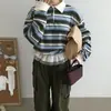 Sudadera de rayas con retazos de encaje de moda de alta gama para mujer de Dongdaemun, Corea