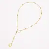 Collar de Acero Inoxidable con Colgante de Corazón Hueco y Letra Transfronterizo Europeo y Americano Cadena Versátil de Clavícula de Moda Cadena de Perlas Exquisita para Mujer