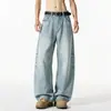 Pantalones holgados, jeans de pierna ancha retro de alta costura para hombre, estilo americano, pantalones largos casuales rectos de otoño, marca de moda, mezclilla lavada para niños