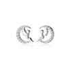 Pendientes Nalan de plata s925 para mujer, estilo coreano, elegantes, con forma de ángel y luna incrustada de diamantes, joyería sencilla para las orejas G3743