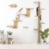 Plataforma de Salto para Gatos Estructura de Escalada de Madera para Gatos Estante de Pared para Gatos Nido para Gatos Hamaca para Gatos Esterilla de Sisal Plataforma de Descanso para Gatos de Dos Niveles