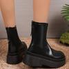 Botas de Moda con Plataforma y Suela Gruesa para Mujer 2025 Otoño Nuevas Estilo Británico Versátiles con Cremallera Trasera Botas de Moda para Mujer