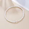 Pulsera de Perlas de Imitación Versátil de Moda Elástica con 26 Letras Pulsera de Perlas para Mujer con Cuentas Venta al por Mayor