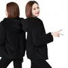 Suéter térmico grueso de doble cara con forro polar, estilo coreano, holgado, con capucha, cremallera, abrigo de otoño e invierno para mujer