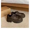 Versión de Piel de Vaca~Mocasines Clásicos Estilo Academia Británica para Mujer Versátiles Tacón Grueso Zapatos de Una Sola Pieza Suela Gruesa Derby con Cordones Zapatos Pequeños de Piel
