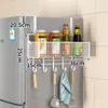 Prateleira de armazenamento lateral para geladeira de cozinha, montada na parede, multifuncional, multicamadas, para armazenar temperos e filme plástico