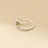 Anillo de Mariposa con Incrustaciones de Diamantes Versión Coreana Dulce y Fresco de Plata de Ley S925 Nalan Elegante Abierto de Verano J9203