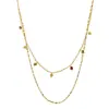 Collar de Acero de Titanio con Lentejuelas Brillantes Que No Se Desvanecen, Cadena Doble Apilada para Clavícula de Verano para Mujer, Accesorios de Lujo Ligero