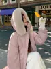 Abrigo de Algodón con Capucha Suelta y Cuello Grande de Piel para Mujer, Invierno, Longitud Media, Cintura Gruesa, Chaqueta de Algodón hasta la Rodilla, Chaqueta a Prueba de Frío