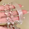 Pulsera de Cristal Deslizante con Cuentas de Flor de Vidrio Pequeña Fresca Dulce Pulsera Versátil Pulsera de Estilo Simple de Gama Alta para Mujeres