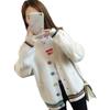 Jaqueta Cardigan de Malha Feminina Estilo Coreano para Primavera e Outono com Bolsos, Gola V Solta, Mangas Longas, Cardigan Estudante
