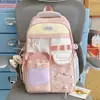 Mochila Versátil Tendência Dopamina de Grande Capacidade para Meninas do Ensino Fundamental, Mochila Casual Color-Blocking Estilo College Macaron