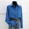 Camisa Gruesa de Capas Otoño e Invierno 2025 para Mujer Top Interior Chaqueta Camisa Cepillada Azul Klein