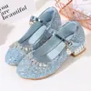 Zapatos de Princesa para Niñas, Zapatos de Tacón Alto para Niños de Primavera y Otoño, Zapatos Suaves Antideslizantes para Niños Medianos y Grandes, Zapatos para Niñas Pequeñas, Zapatos de Piel con Lentejuelas