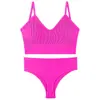 Conjunto de Sujetador Estilo Francés para Mujer, Sujetador Push-Up sin Cables, Hermoso Sujetador Deportivo de Copa Triangular en la Espalda, Conjunto de Dos Piezas, Cómodo para Deportes