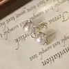 Pendientes de Perla Rosa Manta para Mujer, Pendientes con Diseño de Flor y Lazo Nicho, Accesorios para Orejas Versátiles de Lujo Ligero de Gama Alta