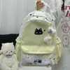 Mochila escolar estilo ins japonês com estampa de gato fofo para estudantes do sexo feminino, mochila de viagem de grande capacidade para meninas, moderna