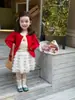 Ropa Infantil Zhili 26 Colección Otoño Niñas Pequeñas Chaqueta Cardigan Tejida Delgada Estilo Coreano con Elegante Falda Media de Gasa con Pastel