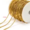 Cadena de eslabones para pulsera de moda DIY, accesorio de joyería, cadena de pinza de perla cuadrada con baño de vacío de acero inoxidable transfronteriza, venta al por mayor
