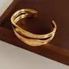 Pulseira Aberta Irregular Plissada Oca de Camada Dupla, Fashion, Simples, Estilo Cool, Elegante, Nicho, Joia Versátil