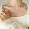 Collar de Perlas de Agua Dulce Simple de Moda Elegante Estilo Coreano para Mujer ins Estilo Fresco Lujo Ligero Cadena para Clavícula Chapada en Acero de Titanio Oro de 18K