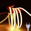 Tiras de luces LED COB transfronterizas, 110V con enchufe, luces lineales impermeables, 220V para uso doméstico, adecuadas para sala de estar y techo, tiras de luces LED flexibles